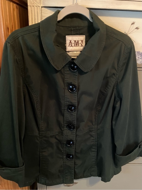 Ami Jackets & Blazers - Ami Olive Green Button-Front Blazer Jacket